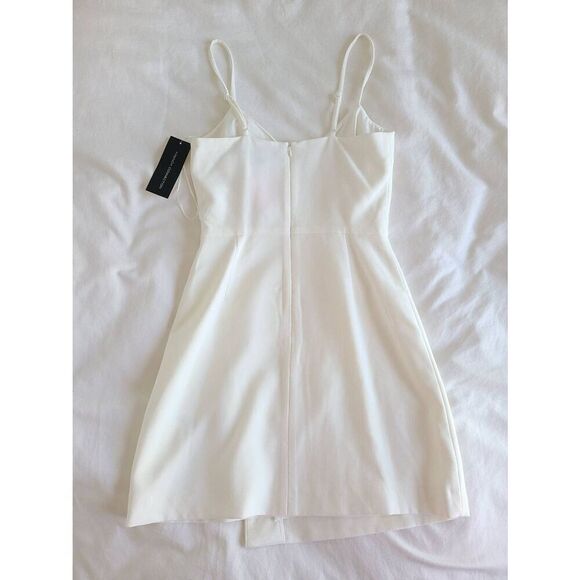 French Connection Stretch V-Neck Sleeveless Demi Mini Envelope Dress Summer Whit - Picture 8 of 10